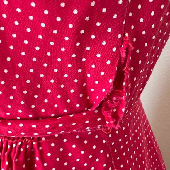 60's Dress - Wrap Around - Red Polka Dot - Summer - Handmade - Size Small/Medium - Picture 6 of 15